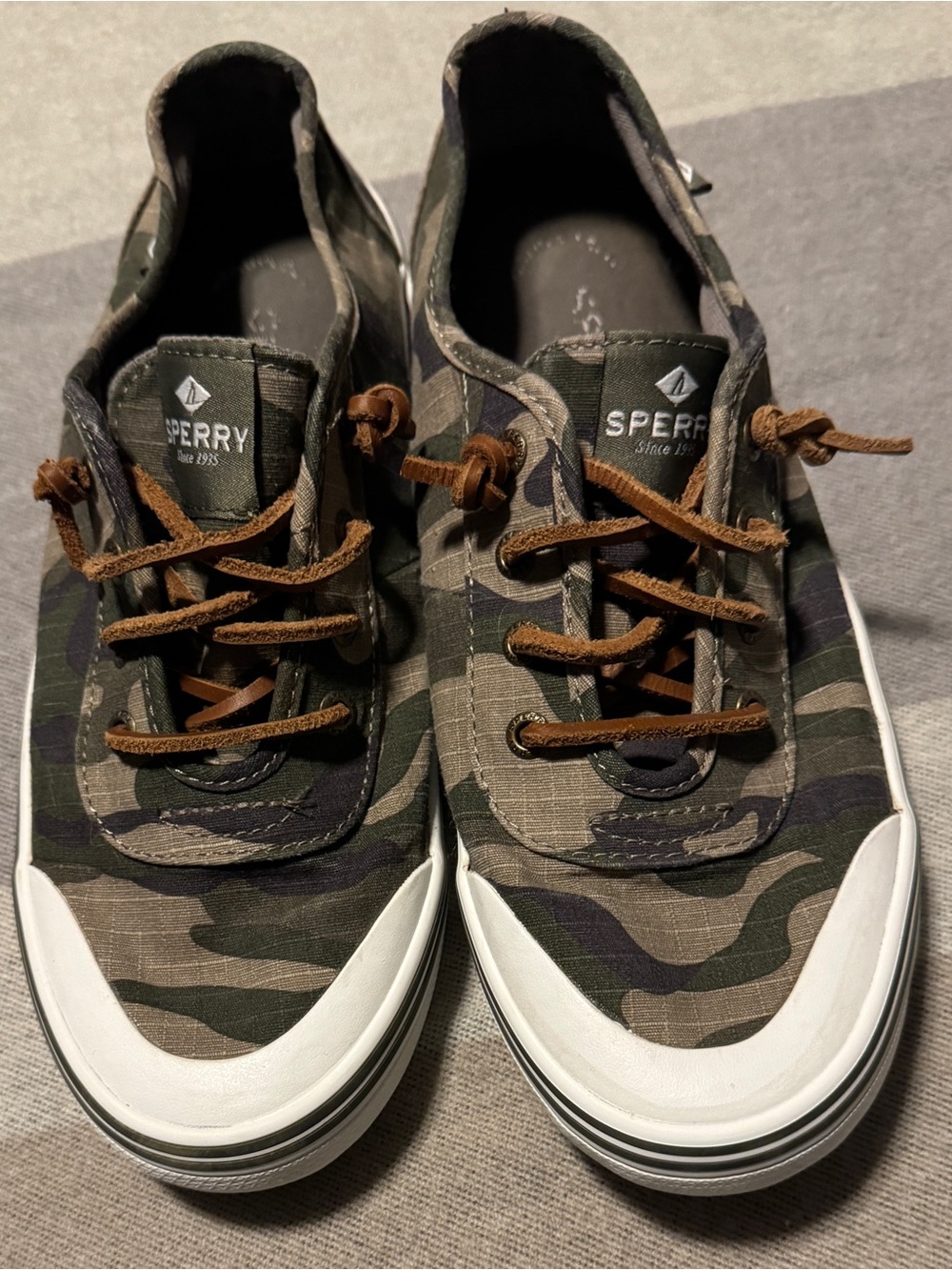 Sperry Camo Canvas Boat Shoes - Olive Camo